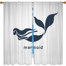 Mermaid Logo Vector Window Curtains 85105457