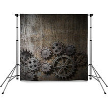 Metal Background With Rusty Gears And Cogs Backdrops 53923025