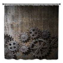 Metal Background With Rusty Gears And Cogs Bath Decor 53923025