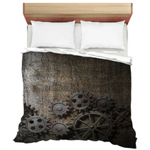 Metal Background With Rusty Gears And Cogs Bedding 53923025