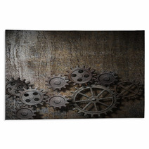 Metal Background With Rusty Gears And Cogs Rugs 53923025