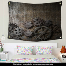 Metal Background With Rusty Gears And Cogs Wall Art 53923025