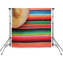 Mexican Fiesta Poncho Rug Colors With Sombrero Backdrops 60965194