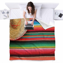 Mexican Fiesta Poncho Rug Colors With Sombrero Blankets 60965194
