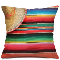 Mexican Fiesta Poncho Rug Colors With Sombrero Pillows 60965194