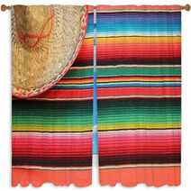 Mexican Fiesta Poncho Rug Colors With Sombrero Window Curtains 60965194