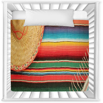 Mexican Fiesta Poncho Rug  In Bright Colors With Sombrero Nursery Decor 60965297