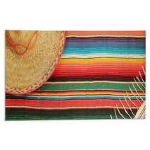 Mexican Fiesta Poncho Rug  In Bright Colors With Sombrero Rugs 60965297