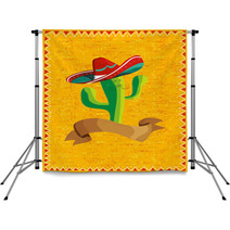 Mexican Food Cactus Over Grunge Background Backdrops 34703871