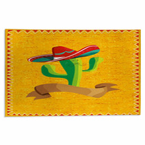 Mexican Food Cactus Over Grunge Background Rugs 34703871