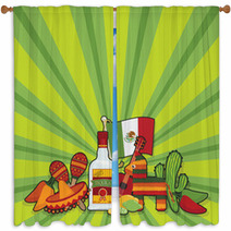 Mexican Party Card Window Curtains 44232279