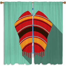 Mexican Poncho Vector Illustration Window Curtains 67663638