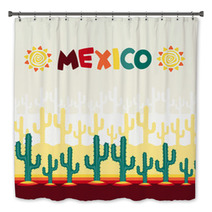 Mexican Seamless Pattern With Cactus In Native Style. Bath Decor 63840911