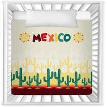 Mexican Seamless Pattern With Cactus In Native Style. Nursery Decor 63840911