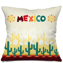 Mexican Seamless Pattern With Cactus In Native Style. Pillows 63840911