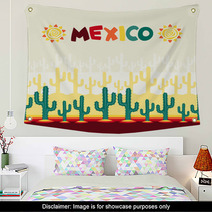 Mexican Seamless Pattern With Cactus In Native Style. Wall Art 63840911