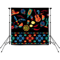 Mexican Seamless Pattern With Icons In Native Style. Backdrops 63841057