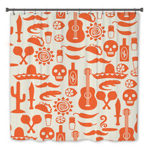 Mexican Seamless Pattern With Icons In Native Style Bath Decor 63841063