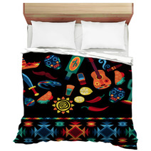 Mexican Seamless Pattern With Icons In Native Style. Bedding 63841057