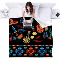 Mexican Seamless Pattern With Icons In Native Style. Blankets 63841057