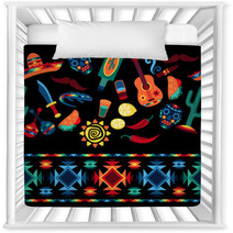 Mexican Seamless Pattern With Icons In Native Style. Nursery Decor 63841057
