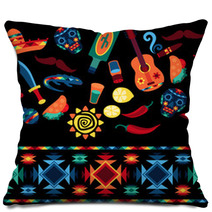Mexican Seamless Pattern With Icons In Native Style. Pillows 63841057