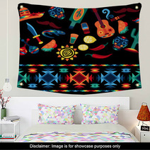 Mexican Seamless Pattern With Icons In Native Style. Wall Art 63841057