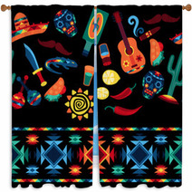 Mexican Seamless Pattern With Icons In Native Style. Window Curtains 63841057