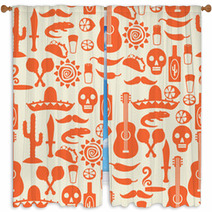 Mexican Seamless Pattern With Icons In Native Style Window Curtains 63841063