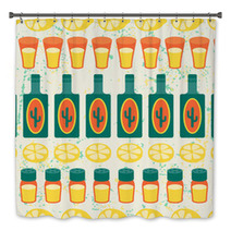 Mexican Seamless Pattern With Tequila In Native Style. Bath Decor 63840956