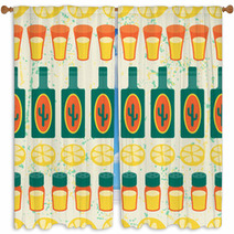 Mexican Seamless Pattern With Tequila In Native Style. Window Curtains 63840956