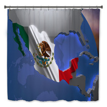Mexico Country Map On Continent 3D Illustration Bath Decor 64293673