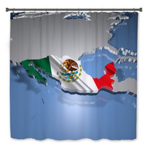 Mexico Country Map On Continent 3D Illustration Bath Decor 64293678
