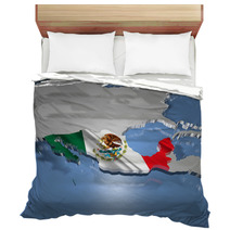 Mexico Country Map On Continent 3D Illustration Bedding 64293678