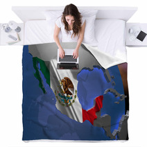 Mexico Country Map On Continent 3D Illustration Blankets 64293673