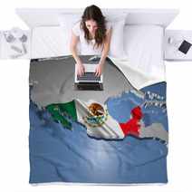 Mexico Country Map On Continent 3D Illustration Blankets 64293678