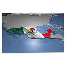 Mexico Country Map On Continent 3D Illustration Rugs 64293678