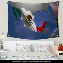 Mexico Country Map On Continent 3D Illustration Wall Art 64293673