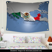 Mexico Country Map On Continent 3D Illustration Wall Art 64293678