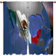 Mexico Country Map On Continent 3D Illustration Window Curtains 64293673