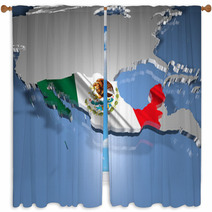 Mexico Country Map On Continent 3D Illustration Window Curtains 64293678