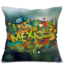 Mexico Hand Lettering And Doodles Elements Emblem Pillows 108531304