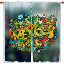 Mexico Hand Lettering And Doodles Elements Emblem Window Curtains 108531304