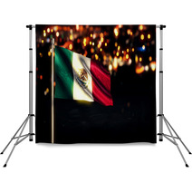 Mexico National Flag City Light Night Bokeh Background 3D Backdrops 68821100