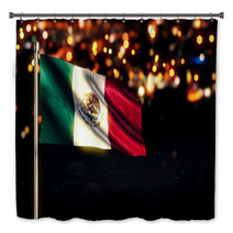 Mexico National Flag City Light Night Bokeh Background 3D Bath Decor 68821100