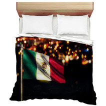Mexico National Flag City Light Night Bokeh Background 3D Bedding 68821100