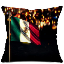 Mexico National Flag City Light Night Bokeh Background 3D Pillows 68821100