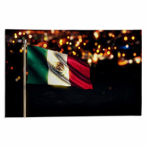 Mexico National Flag City Light Night Bokeh Background 3D Rugs 68821100