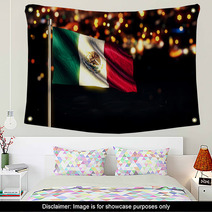 Mexico National Flag City Light Night Bokeh Background 3D Wall Art 68821100