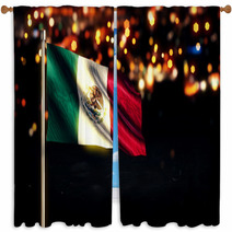 Mexico National Flag City Light Night Bokeh Background 3D Window Curtains 68821100